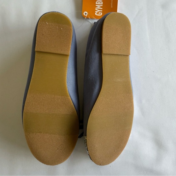 Gymboree NWT - Girls Blue Silver Sparkle Denim Glitter Ballet Bow Flats - Size 1 - Picture 3 of 6